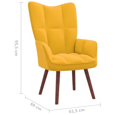 vidaXL Πολυθρόνα Relax Κίτρινο Μουσταρδί Βελούδινη 61,5x69x95,5cm 1 τεμ.