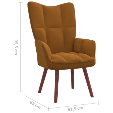 vidaXL Πολυθρόνα Relax Καφέ Βελούδινη 61,5x69x95,5cm 1 τεμ.
