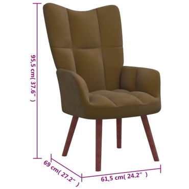 vidaXL Πολυθρόνα Relax Καφέ Βελούδινη 61,5x69x95,5cm 1 τεμ.