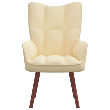 vidaXL Πολυθρόνα Relax Λευκό Κρεμ Βελούδινη 61,5x69x95,5cm 1 τεμ.