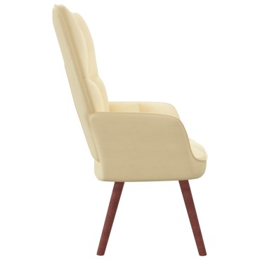 vidaXL Πολυθρόνα Relax Λευκό Κρεμ Βελούδινη 61,5x69x95,5cm 1 τεμ.