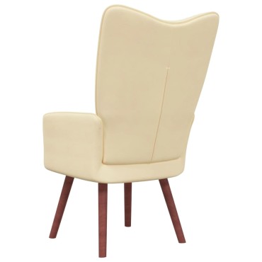 vidaXL Πολυθρόνα Relax Λευκό Κρεμ Βελούδινη 61,5x69x95,5cm 1 τεμ.