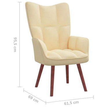 vidaXL Πολυθρόνα Relax Λευκό Κρεμ Βελούδινη 61,5x69x95,5cm 1 τεμ.