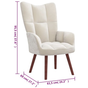 vidaXL Πολυθρόνα Relax Λευκό Κρεμ Βελούδινη 61,5x69x95,5cm 1 τεμ.