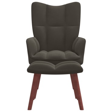vidaXL Πολυθρόνα Relax Σκούρο Γκρι Βελούδινη με Σκαμπό 61,5x69x95,5cm 1 τεμ.