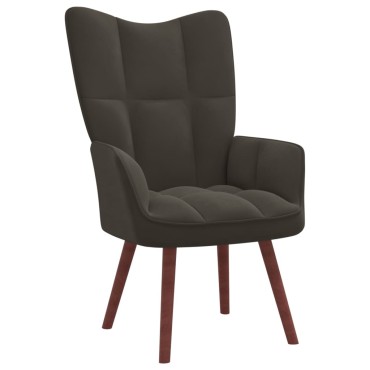 vidaXL Πολυθρόνα Relax Σκούρο Γκρι Βελούδινη με Σκαμπό 61,5x69x95,5cm 1 τεμ.