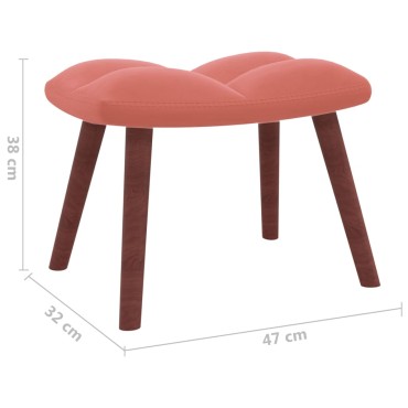 vidaXL Πολυθρόνα Relax Ροζ Βελούδινη με Σκαμπό 61,5x69x95,5cm 1 τεμ.
