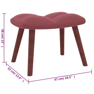 vidaXL Πολυθρόνα Relax Ροζ Βελούδινη με Σκαμπό 61,5x69x95,5cm 1 τεμ.
