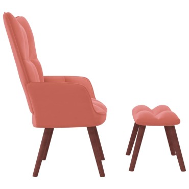 vidaXL Πολυθρόνα Relax Ροζ Βελούδινη με Σκαμπό 61,5x69x95,5cm 1 τεμ.