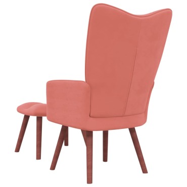 vidaXL Πολυθρόνα Relax Ροζ Βελούδινη με Σκαμπό 61,5x69x95,5cm 1 τεμ.