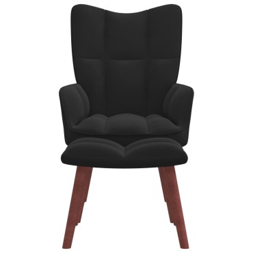 vidaXL Πολυθρόνα Relax Μαύρη Βελούδινη με Σκαμπό 61,5x69x95,5cm 1 τεμ.
