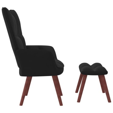 vidaXL Πολυθρόνα Relax Μαύρη Βελούδινη με Σκαμπό 61,5x69x95,5cm 1 τεμ.