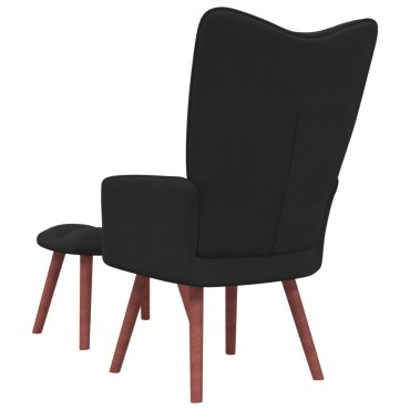 vidaXL Πολυθρόνα Relax Μαύρη Βελούδινη με Σκαμπό 61,5x69x95,5cm 1 τεμ.