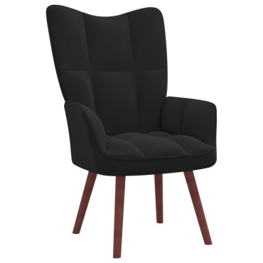 vidaXL Πολυθρόνα Relax Μαύρη Βελούδινη με Σκαμπό 61,5x69x95,5cm 1 τεμ.