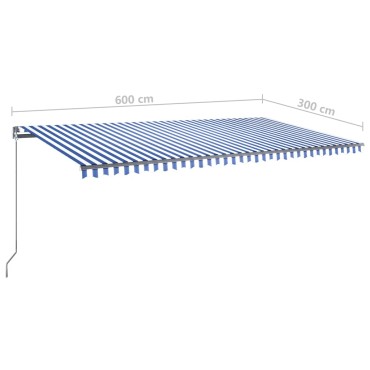 vidaXL Τέντα Αυτόματη με LED & Αισθητήρα Ανέμου Μπλε/Λευκό 600x300 εκ.