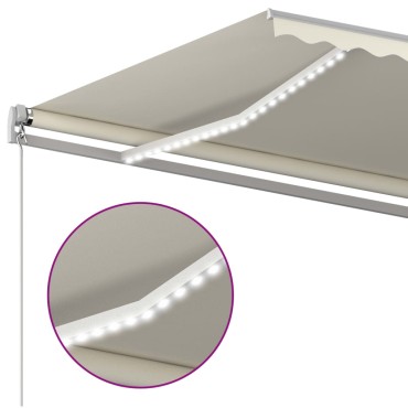 vidaXL Τέντα Αυτόματη με LED & Αισθητήρα Ανέμου Κρεμ 600 x 300 εκ.