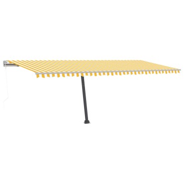 vidaXL Τέντα Αυτόματη με LED&Αισθητήρα Ανέμου Κίτρινο/Λευκό 600x300εκ.