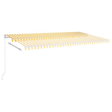 vidaXL Τέντα Αυτόματη με LED&Αισθητήρα Ανέμου Κίτρινο/Λευκό 600x300εκ.