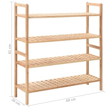 vidaXL Ραφιέρα Παπουτσιών 69x26x81cm από Μασίφ Ξύλο Καρυδιάς