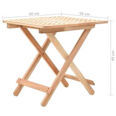 vidaXL Τραπέζι Βοηθητικό Πτυσσόμενο 50x50x49cm Μασίφ Ξύλο Καρυδιάς 1 τεμ.