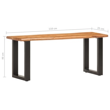 vidaXL Πάγκος Live Edge από Μασίφ Ξύλο Ακακίας και Ατσάλι 110x35x46cm 1 τεμ.