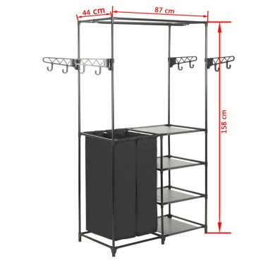 vidaXL Κρεμάστρα Δαπέδου Μαύρη 87x44x158 εκ. Ατσάλι/Ύφασμα Non-woven
