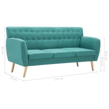 vidaXL Καναπές Τριθέσιος Πράσινος 172x70x82cm Υφασμάτινη Ταπετσαρία 1 τεμ.