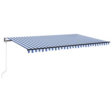 vidaXL Τέντα Αυτόματη με LED & Αισθ. Ανέμου Μπλε / Λευκό 500x350 εκ.