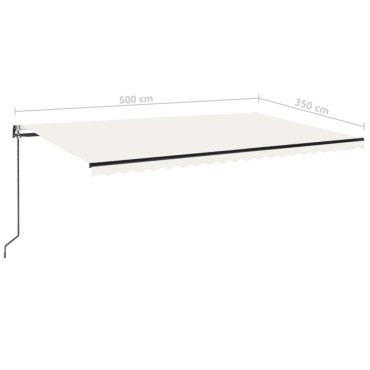 vidaXL Τέντα Αυτόματη με LED & Αισθητήρα Ανέμου Κρεμ 500x350 εκ.