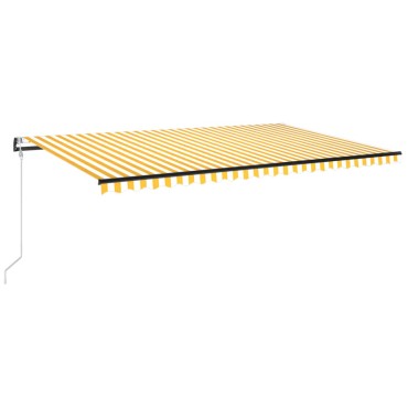 vidaXL Τέντα Αυτόματη με LED & Αισθ. Ανέμου Κίτρινο/Λευκό 500x350 εκ.