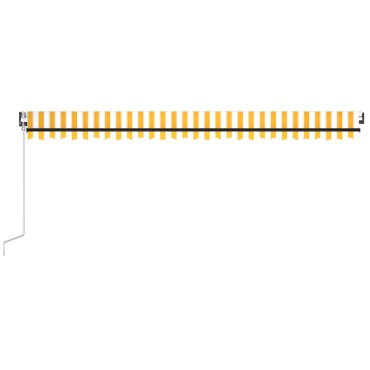 vidaXL Τέντα Αυτόματη με LED & Αισθ. Ανέμου Κίτρινο/Λευκό 500x350 εκ.
