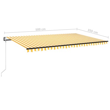 vidaXL Τέντα Αυτόματη με LED & Αισθ. Ανέμου Κίτρινο/Λευκό 500x350 εκ.