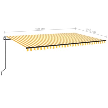 vidaXL Τέντα Αυτόματη με LED & Αισθ. Ανέμου Κίτρινο/Λευκό 500x350 εκ.