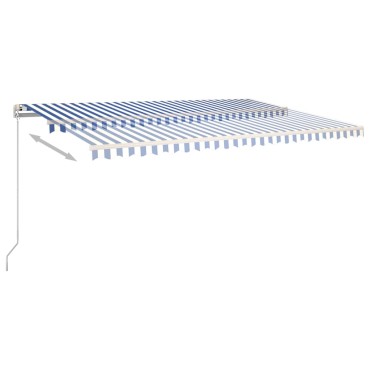 vidaXL Τέντα Αυτόματη με LED & Αισθ. Ανέμου Μπλε / Λευκό 500x350 εκ.