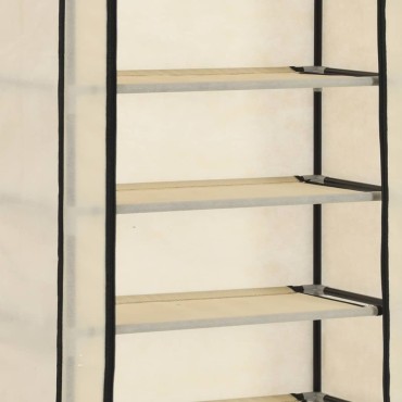 vidaXL Παπουτσοθήκη με Κάλυμμα Κρεμ 57x29x162cm Υφασμάτινη