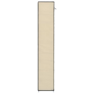 vidaXL Παπουτσοθήκη με Κάλυμμα Κρεμ 57x29x162cm Υφασμάτινη