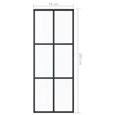 vidaXL Συρόμενη Πόρτα με Σετ Υλικού ESG Γυαλί & Αλουμίνιο 76 x 205 εκ.