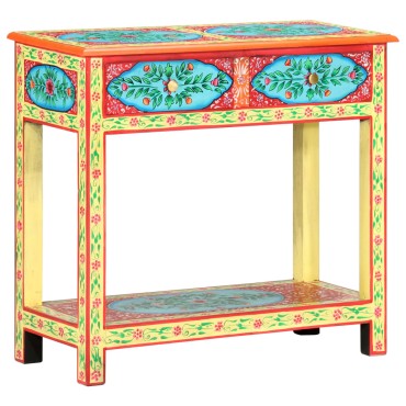 vidaXL Κονσόλα με Χειροπ. Λεπτομέρειες 80x35x75cm Μασίφ Ξύλο Μάνγκο 1 τεμ.
