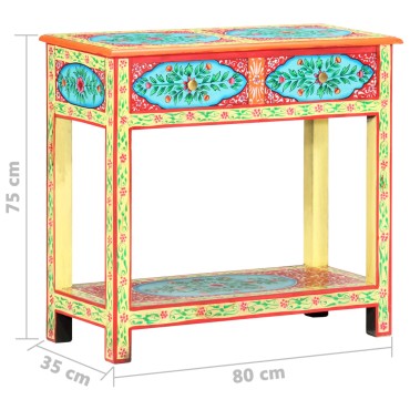 vidaXL Κονσόλα με Χειροπ. Λεπτομέρειες 80x35x75cm Μασίφ Ξύλο Μάνγκο 1 τεμ.