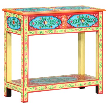 vidaXL Κονσόλα με Χειροπ. Λεπτομέρειες 80x35x75cm Μασίφ Ξύλο Μάνγκο 1 τεμ.