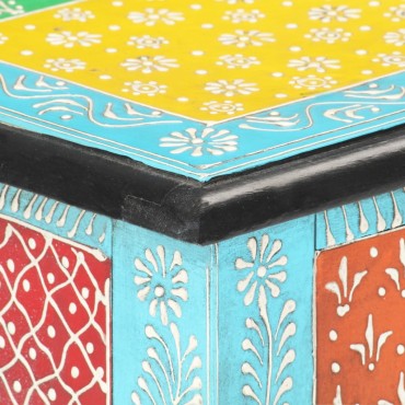 vidaXL Κονσόλα με Χειροπ. Λεπτομέρειες 80x35x75cm Μασίφ Ξύλο Μάνγκο 1 τεμ.