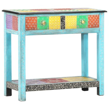 vidaXL Κονσόλα με Χειροπ. Λεπτομέρειες 80x35x75cm Μασίφ Ξύλο Μάνγκο 1 τεμ.