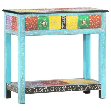 vidaXL Κονσόλα με Χειροπ. Λεπτομέρειες 80x35x75cm Μασίφ Ξύλο Μάνγκο 1 τεμ.