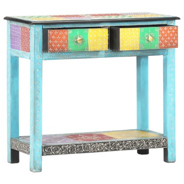 vidaXL Κονσόλα με Χειροπ. Λεπτομέρειες 80x35x75cm Μασίφ Ξύλο Μάνγκο 1 τεμ.