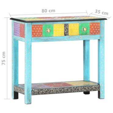 vidaXL Κονσόλα με Χειροπ. Λεπτομέρειες 80x35x75cm Μασίφ Ξύλο Μάνγκο 1 τεμ.