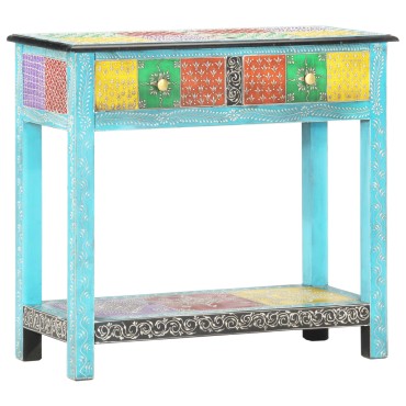vidaXL Κονσόλα με Χειροπ. Λεπτομέρειες 80x35x75cm Μασίφ Ξύλο Μάνγκο 1 τεμ.