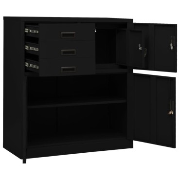 vidaXL Ντουλάπα Γραφείου Μαύρη 90x40x102cm Ατσάλινη 1 τεμ.
