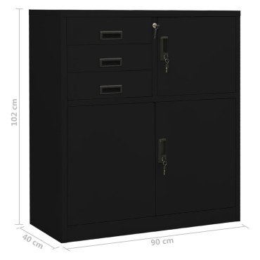 vidaXL Ντουλάπα Γραφείου Μαύρη 90x40x102cm Ατσάλινη 1 τεμ.