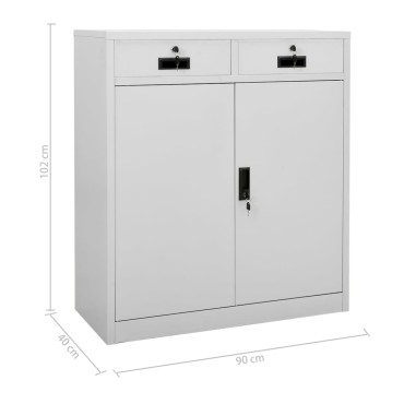 vidaXL Ντουλάπα Γραφείου Ανοιχτό Γκρι 90x40x102cm Ατσάλινη 1 τεμ.