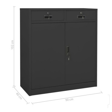 vidaXL Ντουλάπα Γραφείου Ανθρακί 90x40x102cm Ατσάλινη 1 τεμ.